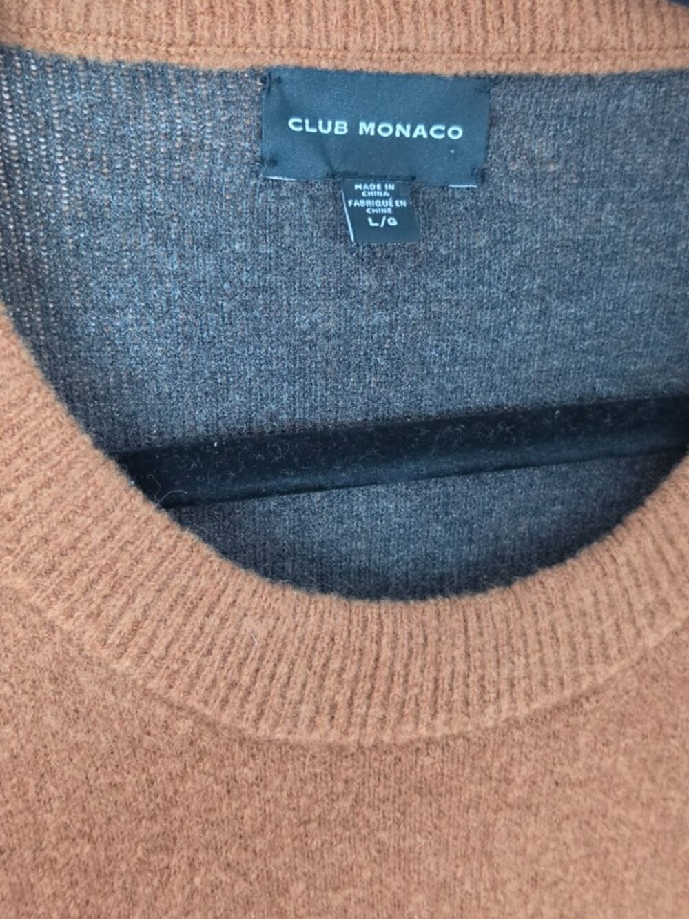 Club Monaco Reversible Wool Blend Sweater Large Brown Charcoal Crewneck - Picture 3 of 7